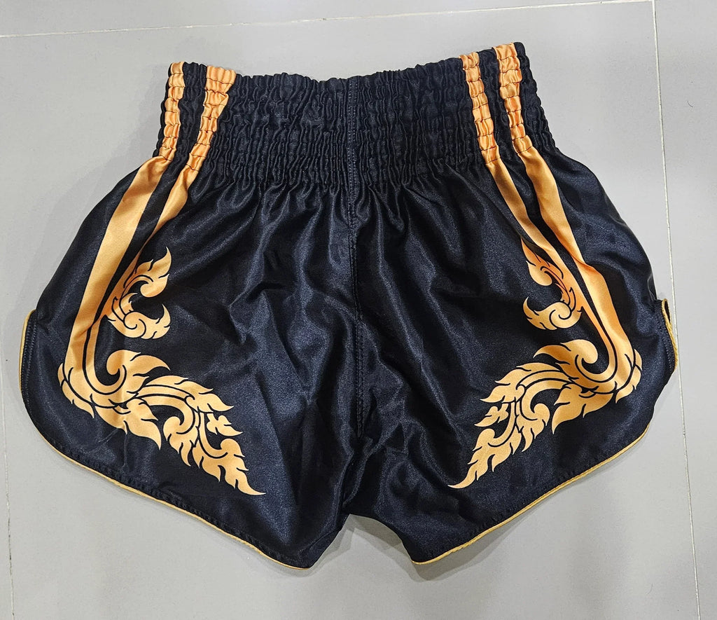 Professional Muay Thai Shorts – Black & Gold Edition