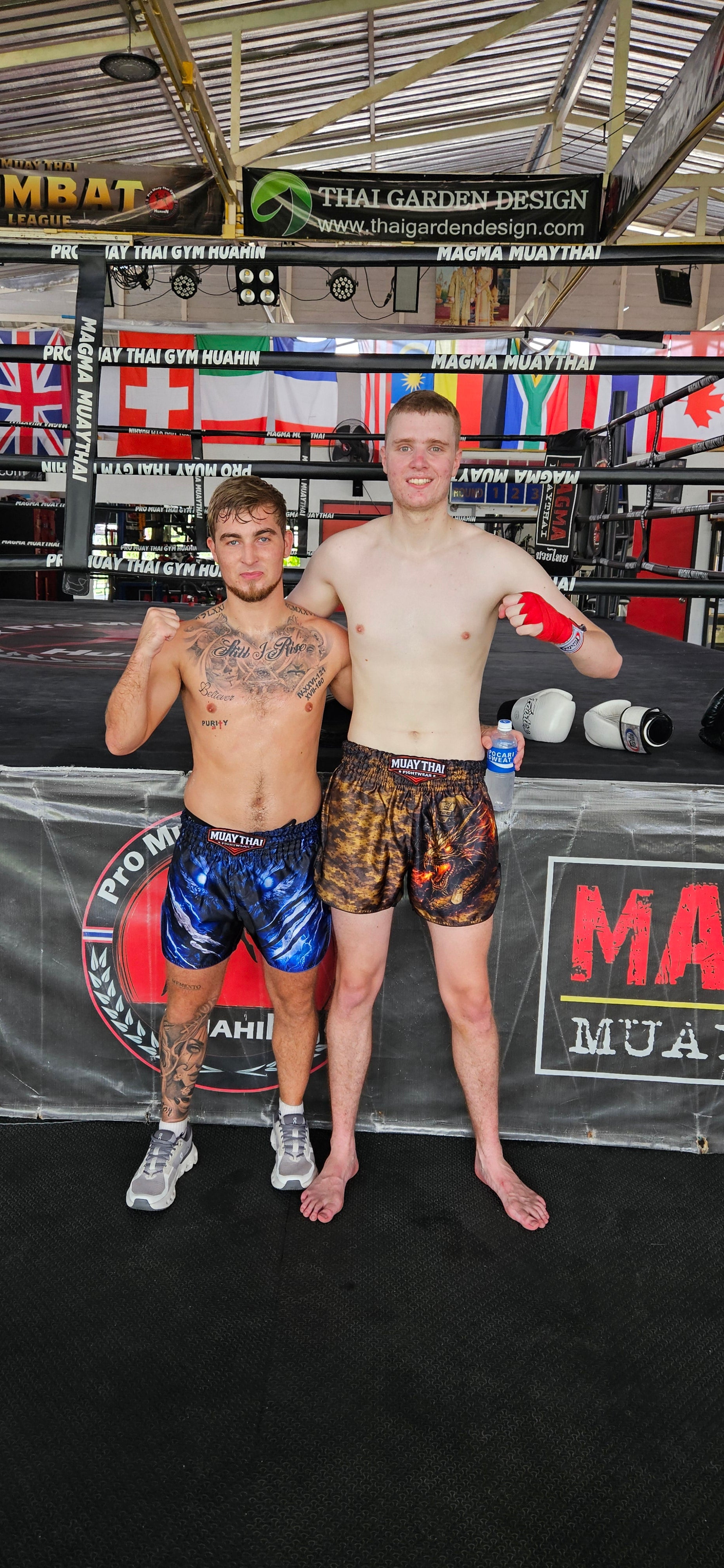 Storm Beast Muay Thai shorts rear view – bold dark design with premium stitching – buy fight shorts online

